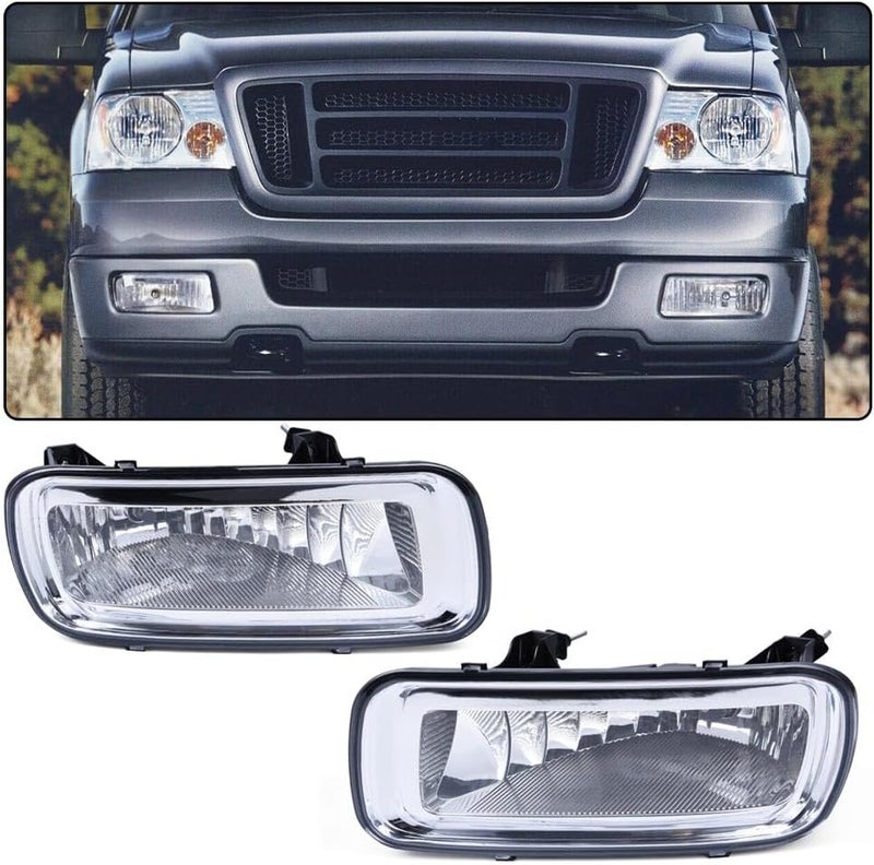 DOTCOM Front Fog Lights Lamps Fit For 2004 2005 2006 Ford F150/Lincoln Mark LT 2006 Driver and Passenger side, 5L3Z15200A 5L3Z15201A Clear Lens Driving Fog Lamp - Image 2
